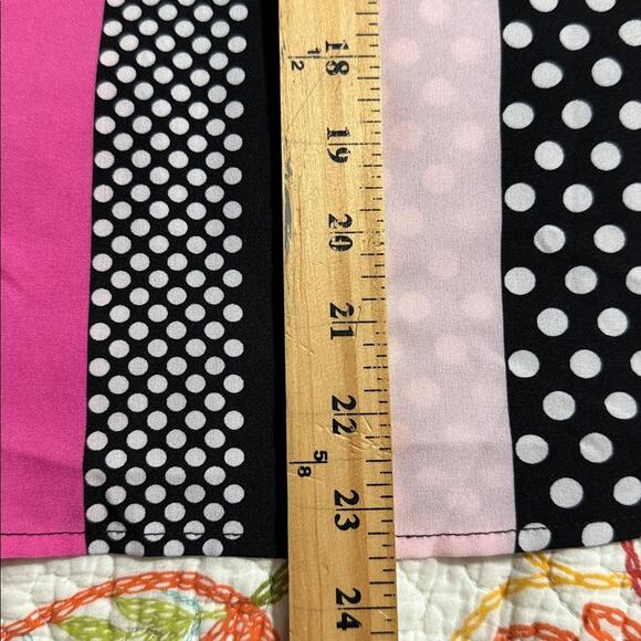 GOMORN women’s size medium halter neck blouse pullover pink black stripes & dots - Picture 5 of 11